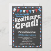 Healthcare Graduparty Invitation Red Blue Kaart (Voorkant)