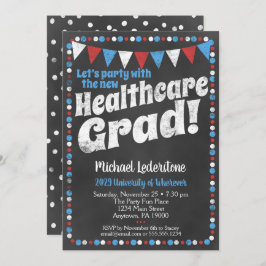 Healthcare Graduparty Invitation Red Blue Kaart