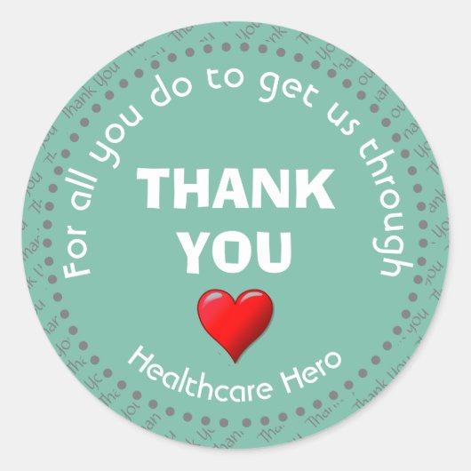 Healthcare Hero  AQUA Hartelijk dank Ronde Sticker (Voorkant)