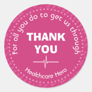 Healthcare Hero PINK Hartelijk dank Ronde Sticker
