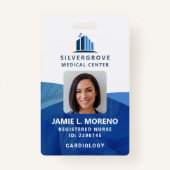Healthcare Medical Logo Blue DNA Photo Nurse ID Badge (Voorkant)