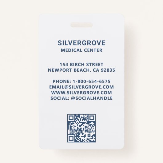 Healthcare Medical Logo Blue DNA Photo Nurse ID Badge (Achterkant)