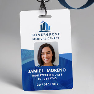 Healthcare Medical Logo Blue DNA Photo Nurse ID Badge