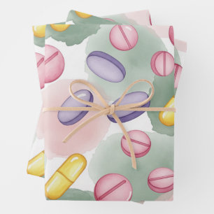 Healthcare & Pharmacy Pink Grey Paarse Capsule Inpakpapier Vel