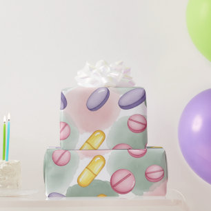 Healthcare & Pharmacy Pink Grey Paarse Tablets Cadeaupapier