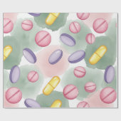 Healthcare & Pharmacy Pink Grey Paarse Tablets Cadeaupapier (Vlak)