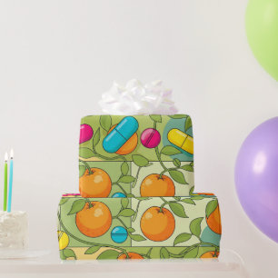 Healthcare & Pharmacy Sinaasappels en wijnstokken Cadeaupapier