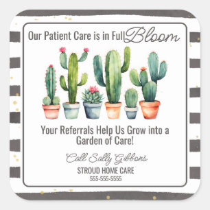Healthcare plant Care Bloom Carer Referral Cactus Vierkante Sticker