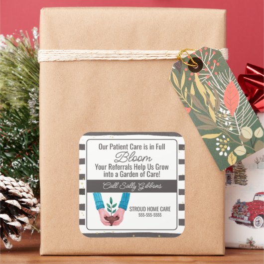 Healthcare plant Care in Bloom Carer Referral Vierkante Sticker (Feestdagen)
