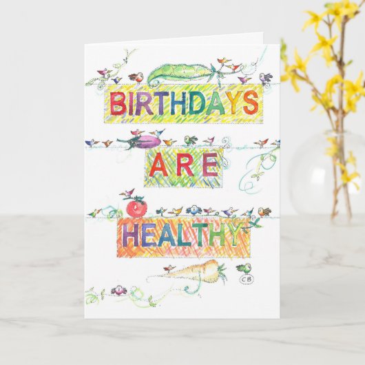 "Healthy" Birthday Card Kaart (Gele Bloem)