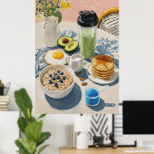 Healthy Breakfast gym Food Kitchen Pancakes Cozy Poster (Thuiskantoor)