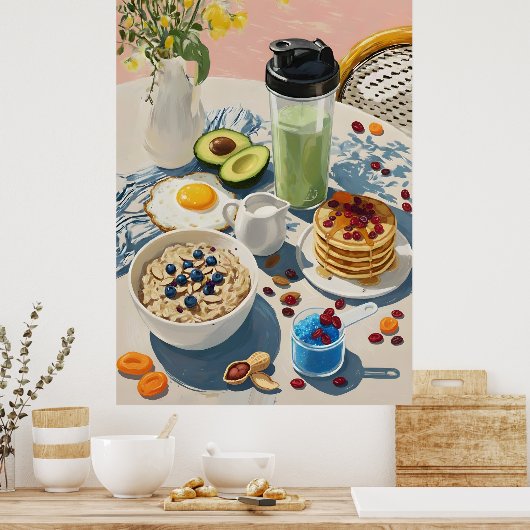 Healthy Breakfast gym Food Kitchen Pancakes Cozy Poster (Keuken)