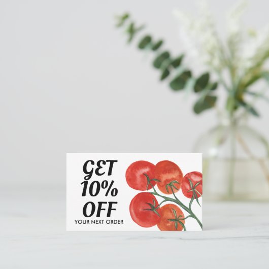 Healthy Chef Nutritionist Tomaten Waterverf Kortingskaartje (Staand voorkant)