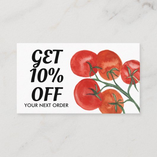 Healthy Chef Nutritionist Tomaten Waterverf Kortingskaartje (Voorkant)