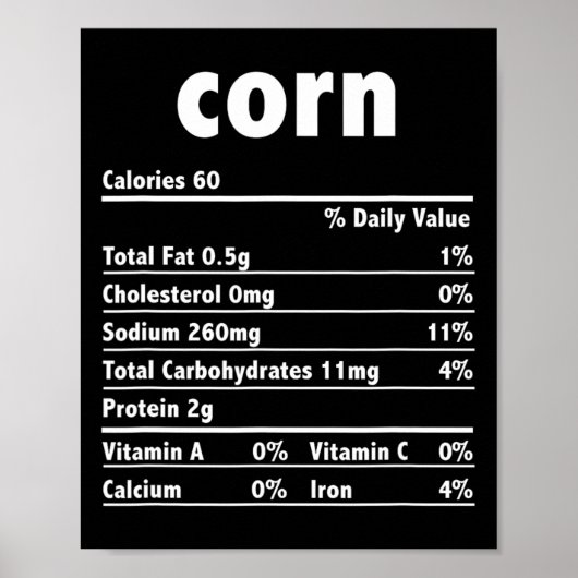 Healthy Corn Nutrition Guide For Thanksgiving Feas Poster (Voorkant)