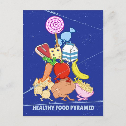 Healthy Food Pyramid Grappige cartoon Illustratie Briefkaart (Voorkant)