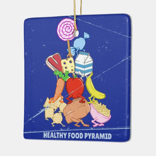 Healthy Food Pyramid Grappige cartoon Illustratie Keramisch Ornament (Links)