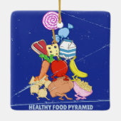 Healthy Food Pyramid Grappige cartoon Illustratie Keramisch Ornament (Achterkant)
