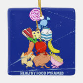 Healthy Food Pyramid Grappige cartoon Illustratie Keramisch Ornament (Voorkant)