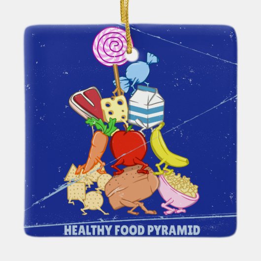 Healthy Food Pyramid Grappige cartoon Illustratie Keramisch Ornament (Voorkant)