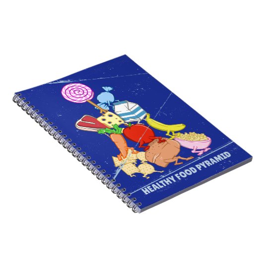 Healthy Food Pyramid Grappige cartoon Illustratie Notitieboek (Rechterzijde)