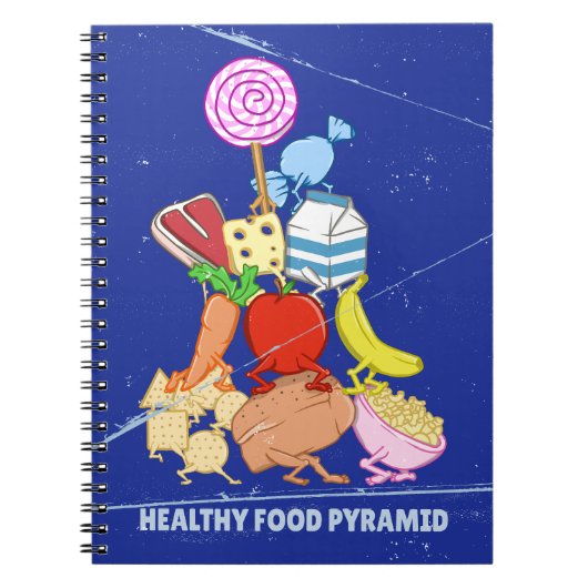 Healthy Food Pyramid Grappige cartoon Illustratie Notitieboek (Voorkant)
