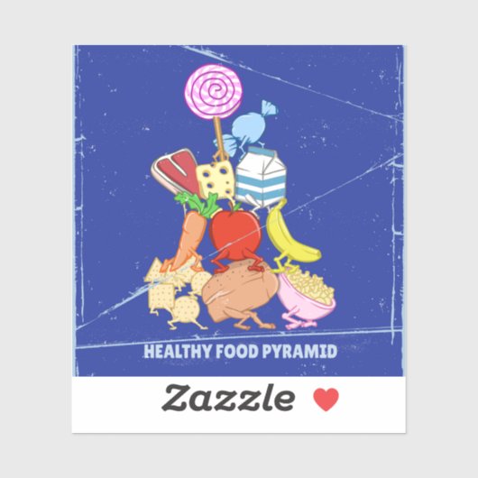 Healthy Food Pyramid Grappige cartoon Illustratie Sticker (Vel)