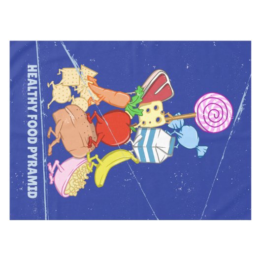 Healthy Food Pyramid Grappige cartoon Illustratie Tafelkleed (Voorkant (Horizontaal))