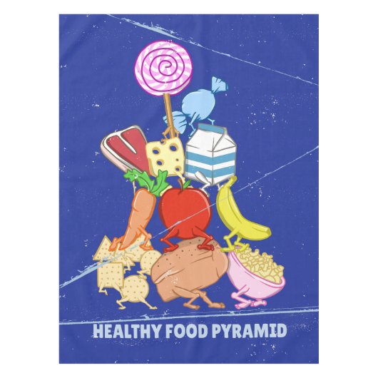 Healthy Food Pyramid Grappige cartoon Illustratie Tafelkleed (Voorkant)