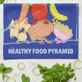 Healthy Food Pyramid Grappige cartoon Illustratie Theedoek (Gevouwen)