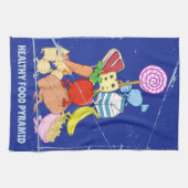 Healthy Food Pyramid Grappige cartoon Illustratie Theedoek (Horizontaal)