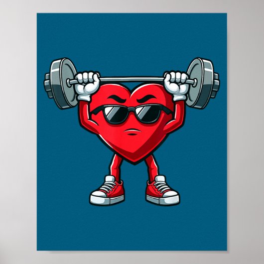 Healthy Heart Heart Disease Awareness Weightliftin Poster (Voorkant)