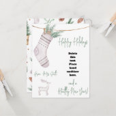 Healthy Holiday Stocking Hand Sanitizer Cadecard Kaart (Voorkant / Achterkant in situ)