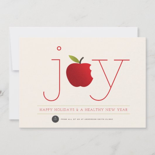 Healthy Joy Red Apple Healthcare Moderne Business Feestdagenkaart (Voorkant)