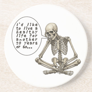 Healthy Life Can Wait Skeleton Zandsteen Onderzetter