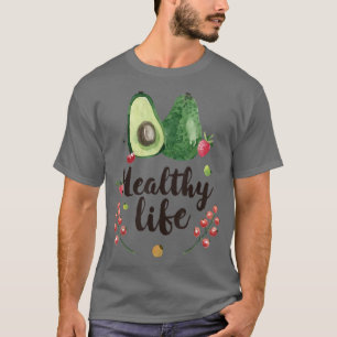 Healthy Life Vegan Avocado Lovers Vegetarian Farme T-shirt