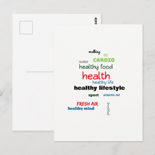 Healthy Lifestyle Word Cloud Briefkaart (Voorkant / Achterkant)