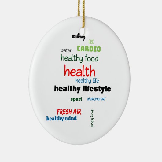 Healthy Lifestyle Word Cloud Keramisch Ornament (Rechts)