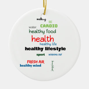 Healthy Lifestyle Word Cloud Keramisch Ornament