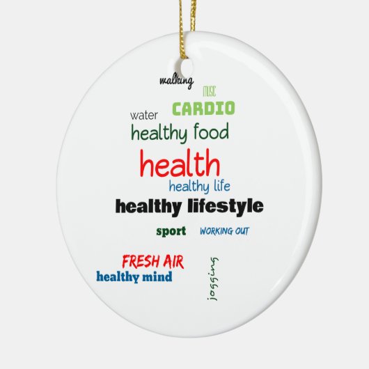 Healthy Lifestyle Word Cloud Keramisch Ornament (Links)