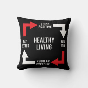 Healthy Living Diagram - Fitness Motivatie Kussen