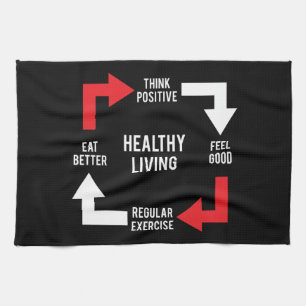 Healthy Living Diagram - Fitness Motivatie Theedoek