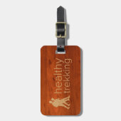 Healthy Trekking Faux Koa Wood Bagagelabel (Voorkant verticaal)