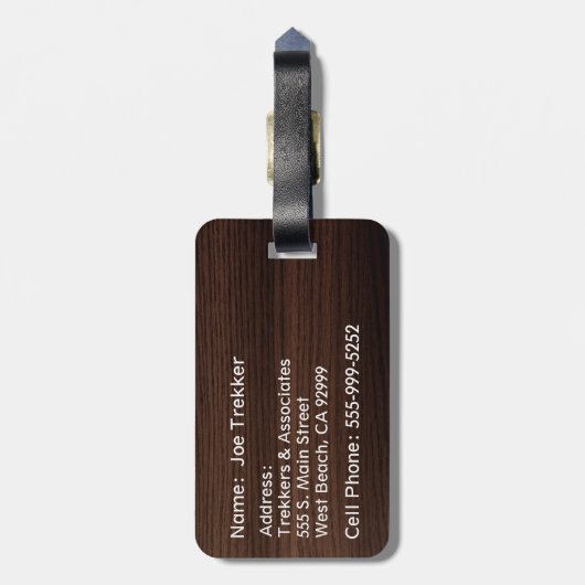 Healthy Trekking Faux Walnut Bagagelabel (Achterkant verticaal)
