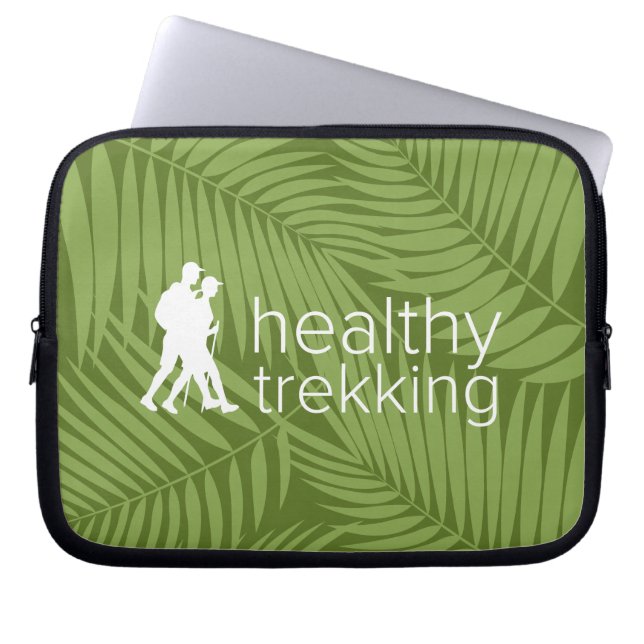 Healthy Trekking Green Palms Logo Natte Suit Laptop Sleeve (Voorkant)