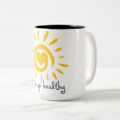 Healthy wakker worden tweekleurige koffiemok (Voorkant rechts)