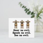 Hear No Evil Apen Briefkaart (Staand voorkant)
