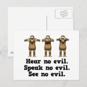 Hear No Evil Apen Briefkaart (Voorkant / Achterkant)