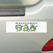 Hear No Evil-apen Groen Bumpersticker (Op auto)
