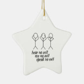 Hear No Evil Stick Figures Keramisch Ornament (Rechts)
